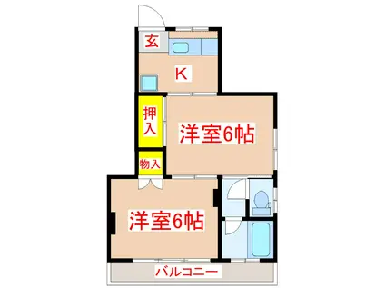 岡元マンション(2K/2階)の間取り写真