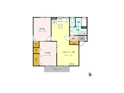 サンボナールA(2LDK/2階)の間取り写真