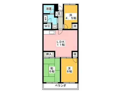 ベルドミール小田原(3LDK/1階)の間取り写真