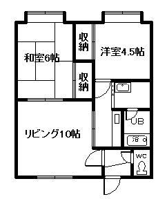 コーポ雅(2LDK/2階)の間取り写真