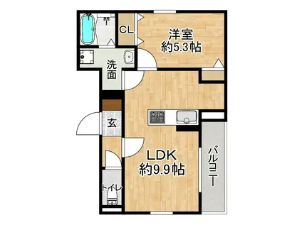 プリメーロ明石(1LDK/2階)の間取り写真