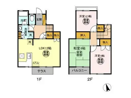 長浦駅前ハイツA(3LDK/1階)の間取り写真