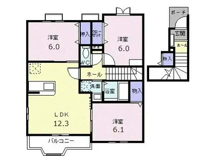 アヴニールエテルネルA(3LDK/2階)の間取り写真