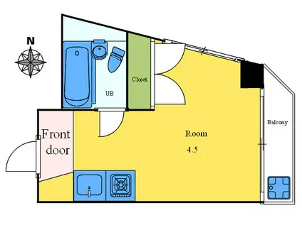 大島ハイツ(ワンルーム/2階)の間取り写真
