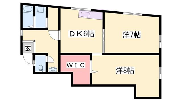 コーポ西宮(2DK/2階)の間取り写真