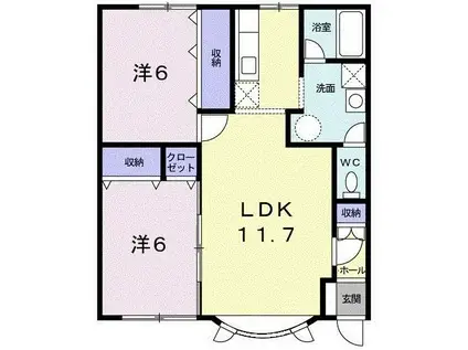 PARK喜多川C(2LDK/2階)の間取り写真