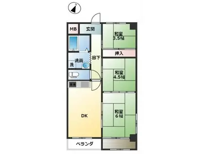 エクセル若松(3DK/4階)の間取り写真