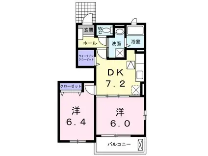 ヌーベル ピアッツァI(2DK/1階)の間取り写真