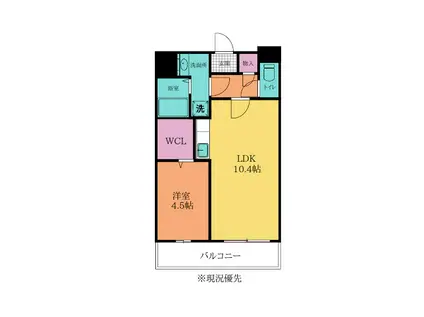 竪町センタービル(1LDK/2階)の間取り写真