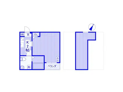 シャテーニュ(1K/1階)の間取り写真