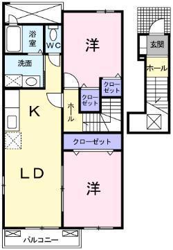 グレイスガーデンA棟(2LDK/2階)の間取り写真