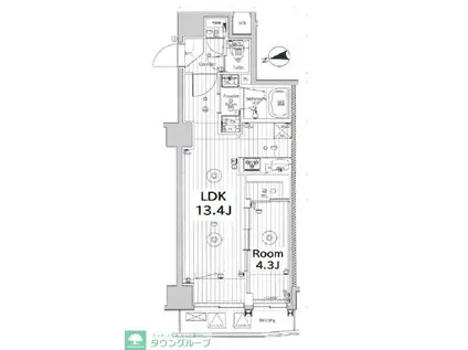 メイクス上野(1LDK/6階)の間取り写真