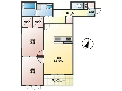 アイメゾン ドゥ シトラス(2LDK/2階)の間取り写真