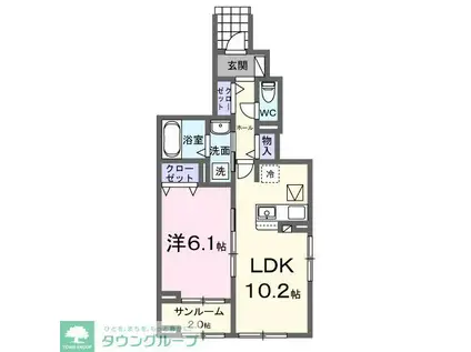 モーヴソレイユ(1LDK/1階)の間取り写真