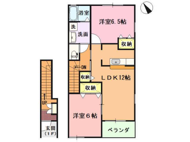 ラッフィナートS(2LDK/2階)の間取り写真