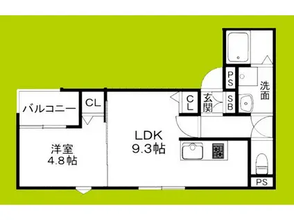 クレアール茨木(1LDK/1階)の間取り写真