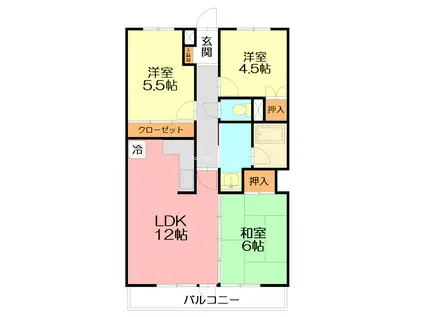 グリーンヒル(3LDK/1階)の間取り写真