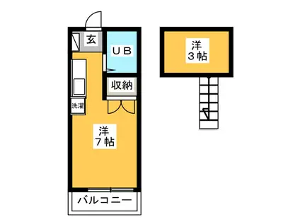 グリーンハイムパートII(ワンルーム/2階)の間取り写真