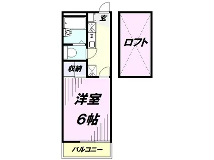 レオパレスカルム石川(1K/2階)の間取り写真