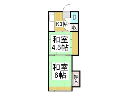 浜アパートD(2K/1階)の間取り写真