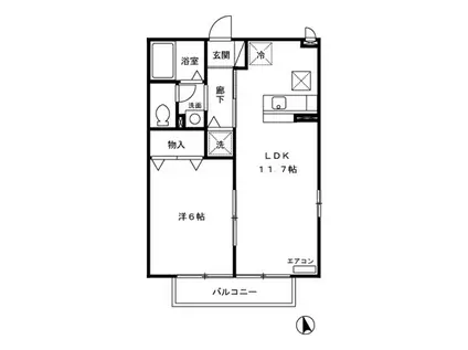 グランシャリオ・フォルテ(1LDK/2階)の間取り写真
