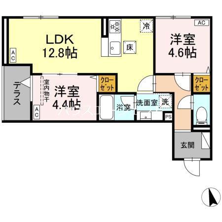 セレスティア東葛西 VI(2LDK/1階)の間取り写真