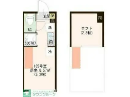 レジデンス・イン初台(ワンルーム/2階)の間取り写真