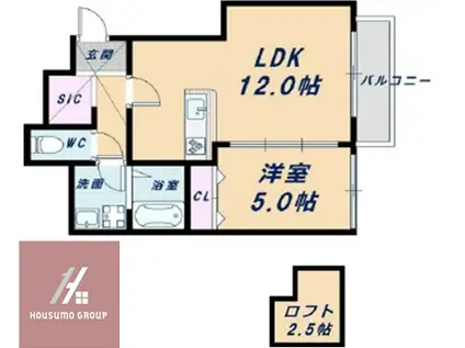 ハウスモメゾン大浜 A(1LDK/3階)の間取り写真