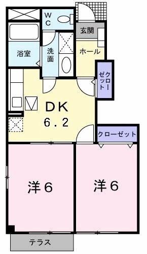エトワール・バーグB(2DK/1階)の間取り写真