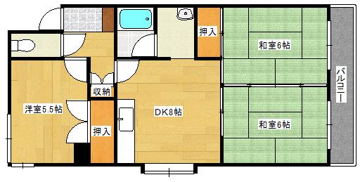 パストラルI(2LDK/3階)の間取り写真