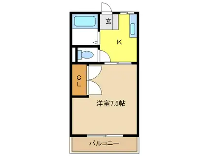 シティハイム信和(1DK/1階)の間取り写真