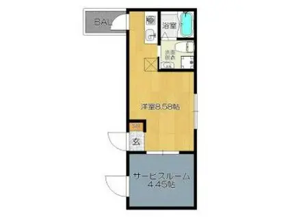 ガレット和白(ワンルーム/4階)の間取り写真