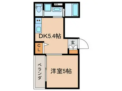 ベイコート(1DK/2階)の間取り写真