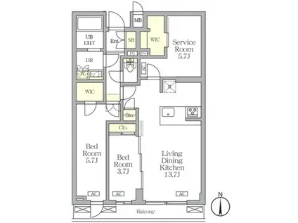 アジールコート都立大学(2SLDK/2階)の間取り写真
