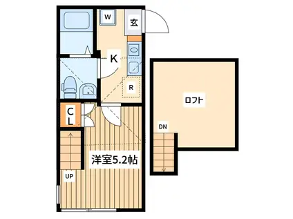 モウハウス淵野辺(1K/1階)の間取り写真