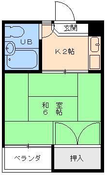 京屋マンション(1K/2階)の間取り写真