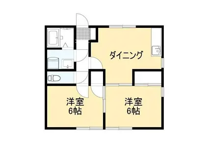 リバーサイドヒルズ(2DK/2階)の間取り写真