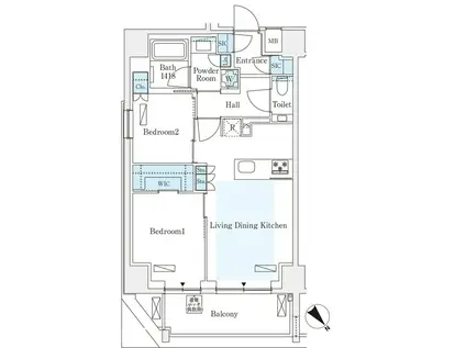 GRANPASEO西麻布II(2LDK/10階)の間取り写真