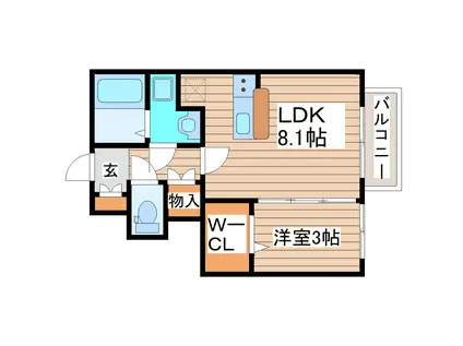ESCONDITE台原B(1LDK/1階)の間取り写真
