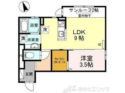 リベーラ辻II(1LDK/2階)の間取り写真