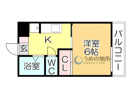 パークハイム米倉(1K/2階)の間取り写真