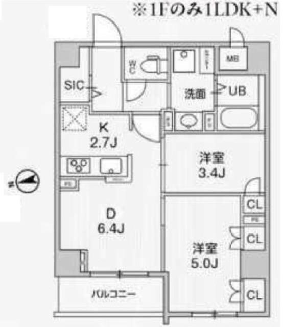 ALIVIS中野(1SLDK/1階)の間取り写真