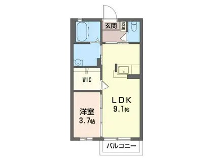 タウンコートB(1LDK/1階)の間取り写真