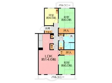 さがみ野パークハイツ(3LDK/1階)の間取り写真
