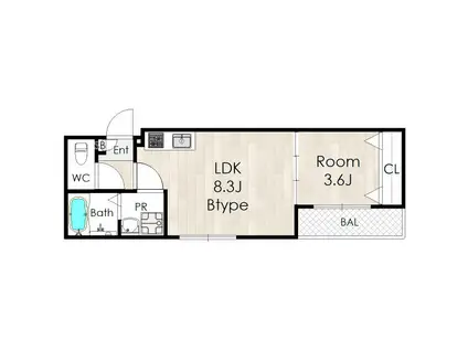 GIRAFFE HIRANO KIRE (1LDK/1階)の間取り写真