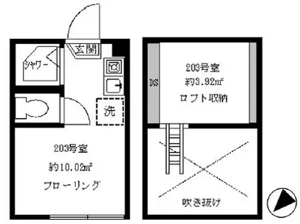 フェリスジャスト(ワンルーム/2階)の間取り写真