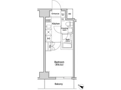 プラウドフラット森下(1K/1階)の間取り写真