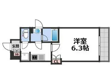 コンフォリアリブ博労町一丁目Q(1K/12階)の間取り写真