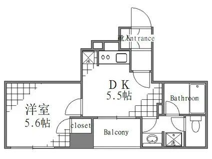 藤和シティホームズ上野山伏町(1DK/7階)の間取り写真