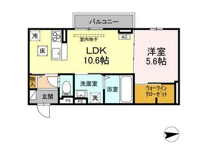 RESUA向中野 C棟(1LDK/1階)の間取り写真